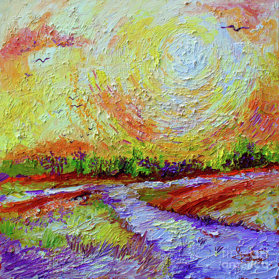 Impressionist Sunny Day Landscape Painting by Ginette Callaway
