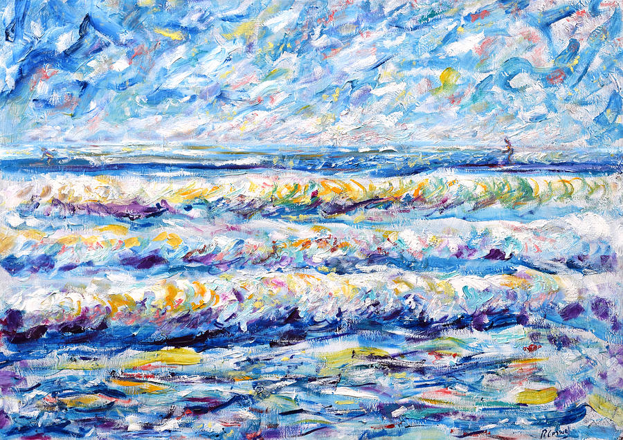Impressionist Surfer Painting by Pete Caswell