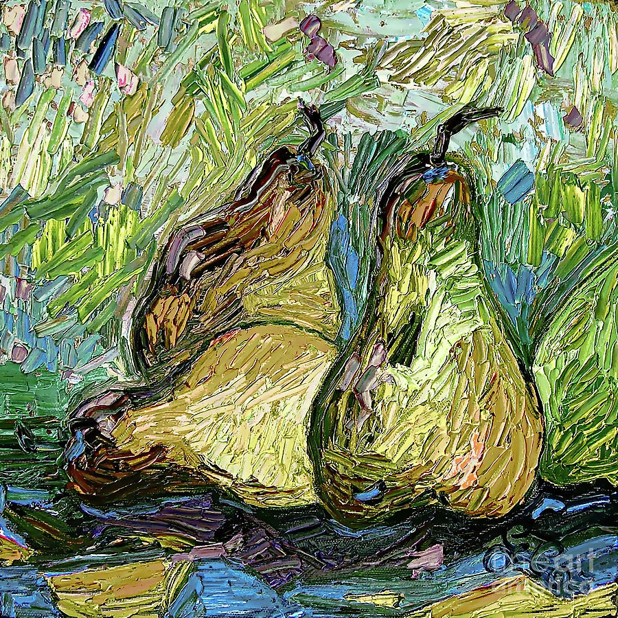 Impressionist Trois Poires Oil Painting Painting by Ginette Callaway