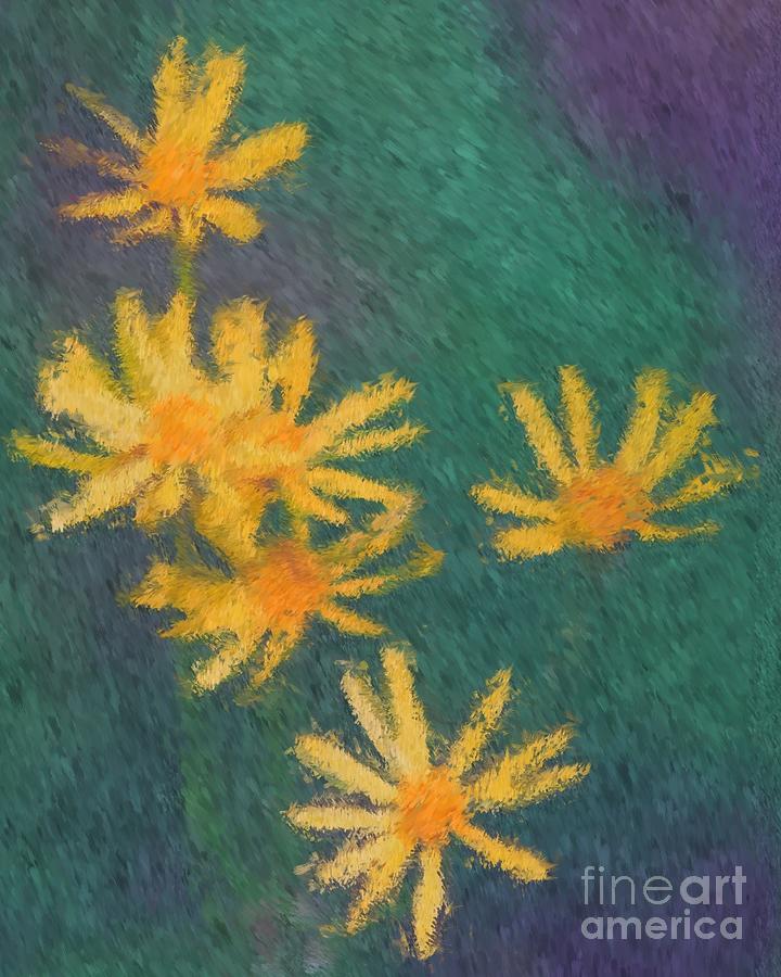 Yellow Wildflowers Floral Art Painting by Smilin Eyes Treasures