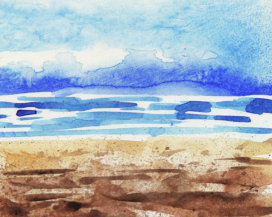 Impressionistic Sea Shore Watercolor Painting by Irina Sztukowski