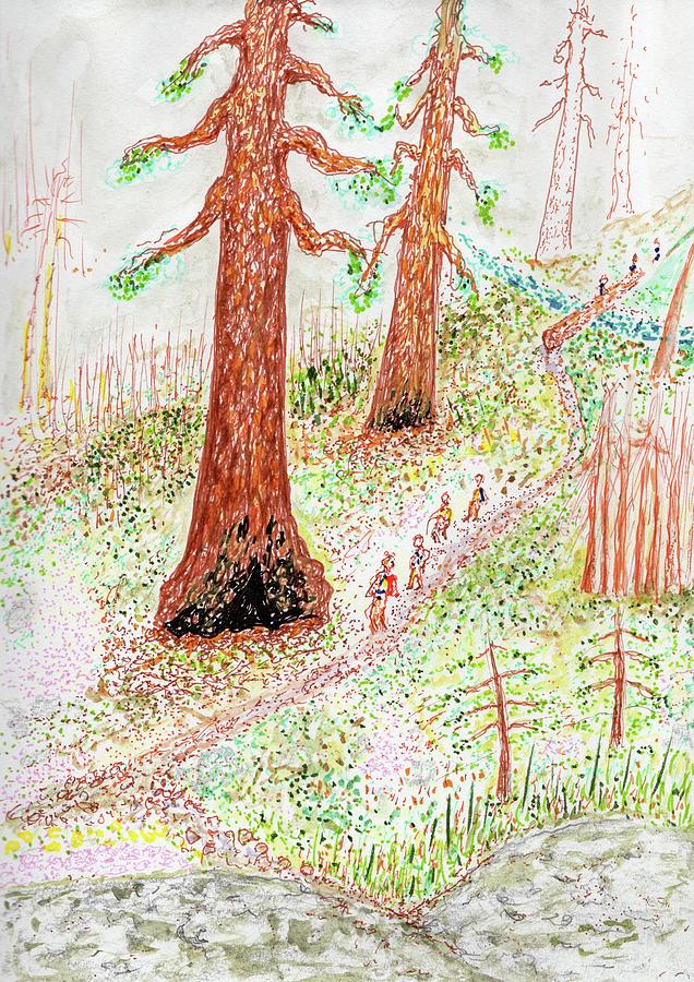 Impressions of a hike in Redwood Canyon Mixed Media by Jim Taylor
