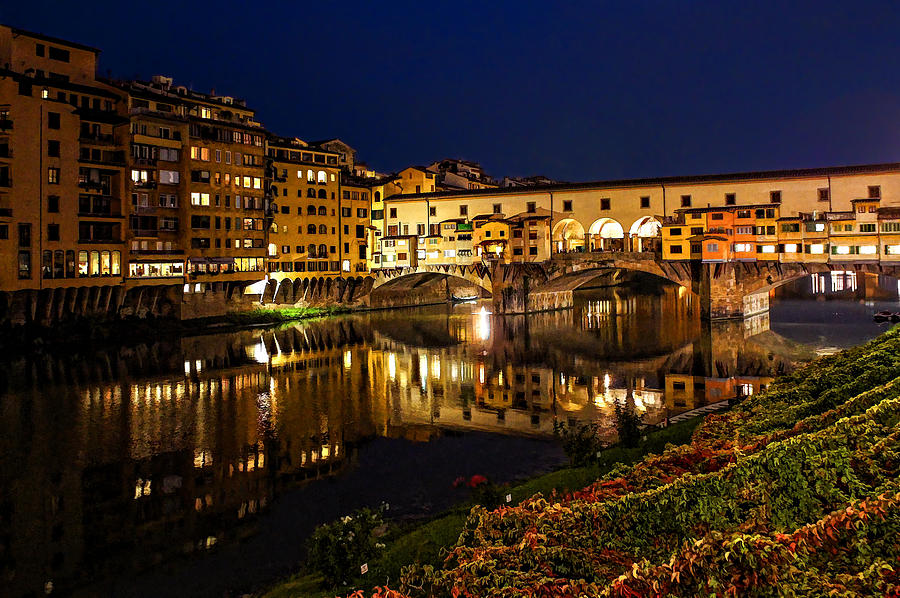 Impressions Of Florence - Ponte Vecchio Evening Digital Art by Georgia Mizuleva