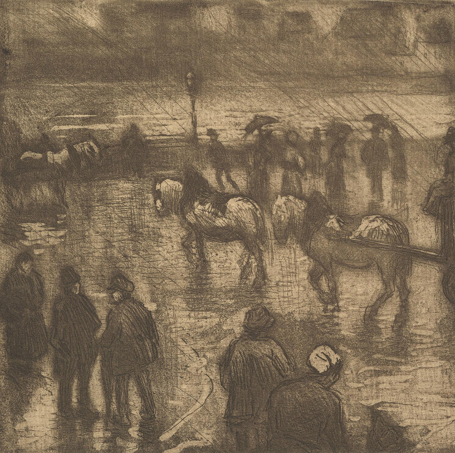 Impressions of Rain, Rouen Relief by Camille Pissarro