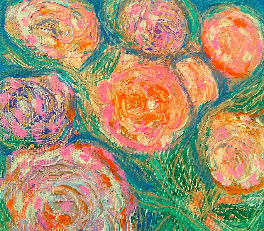 Impressions Of Roses In Bloom Painting
