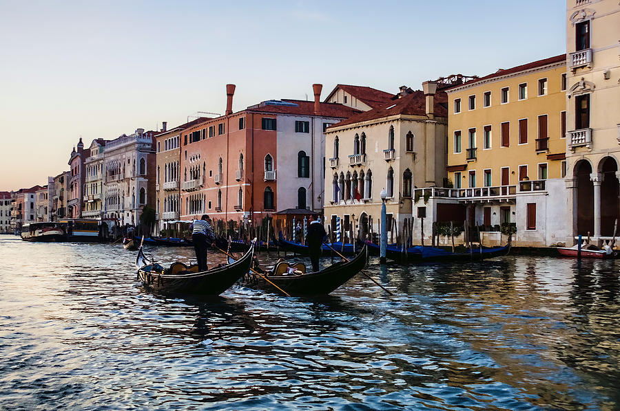 Impressions of Venice - Glossy Water Gondolas on the Grand Canal ...