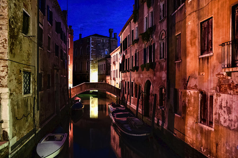 Impressions of Venice - Wandering Around the Small Canals at Night Digital Art by Georgia Mizuleva