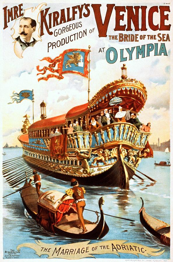 Imre Kiralfys gorgeous production of Venice at Olympia, performing arts poster, 1891 Painting by Vincent Monozlay