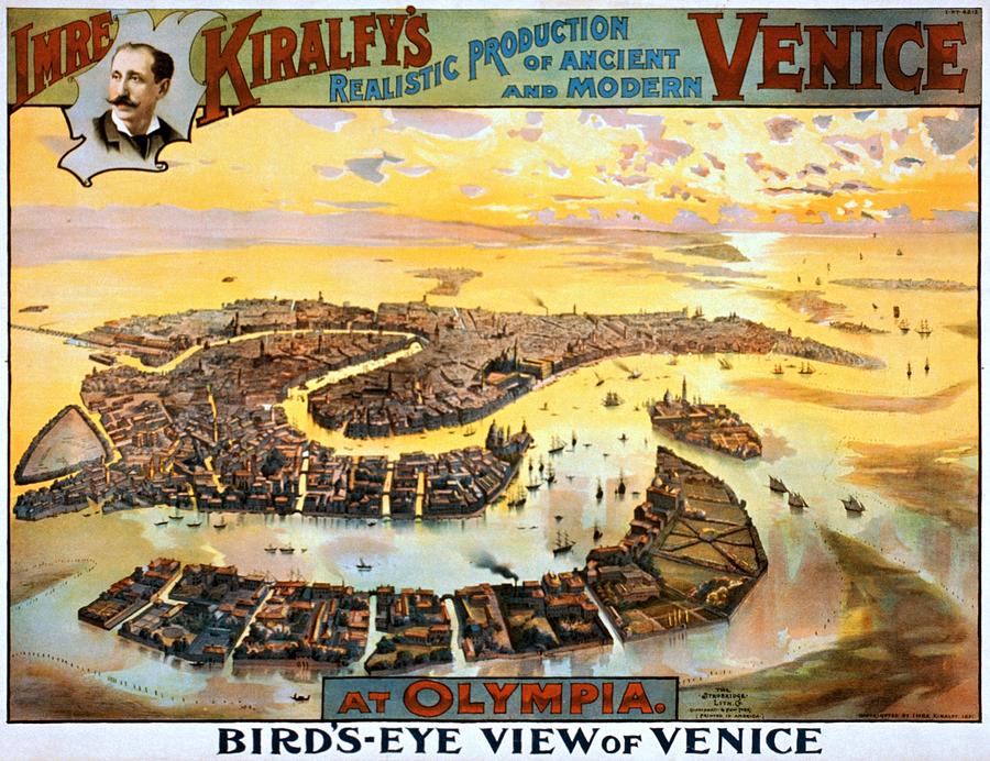 Imre Kiralfys realistic production of ancient and modern Venice at Olympia, performance poster, 1891 Painting by Vincent Monozlay
