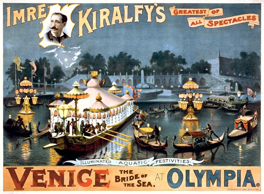Imre Kiralfys Venice the bride of the sea, performance poster, 1891 Painting by Vincent Monozlay