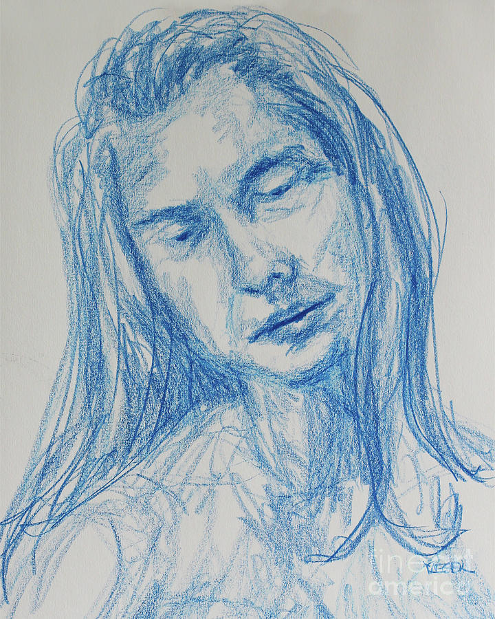 In a Blue Mood Drawing by Robert Yaeger