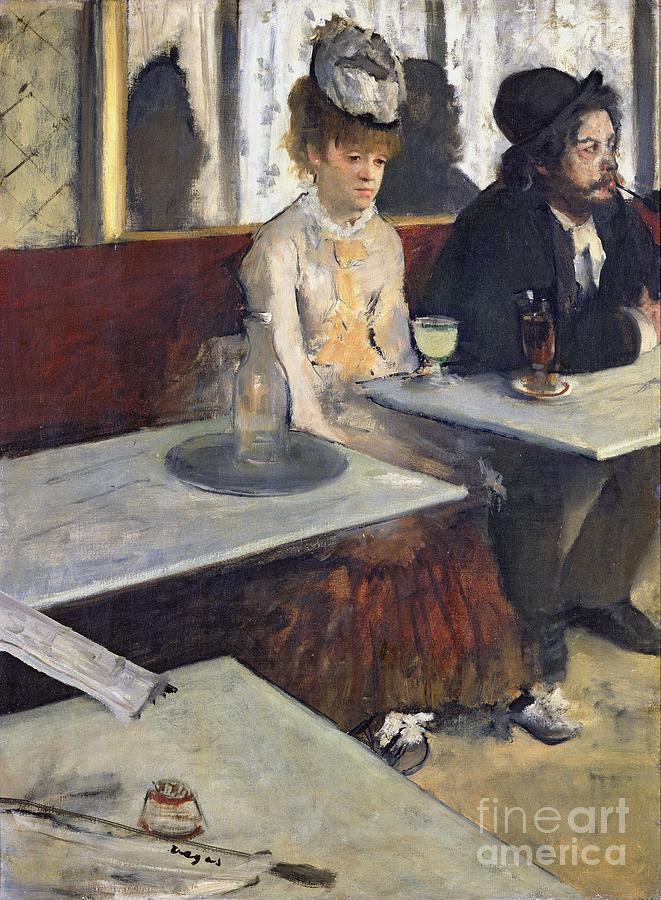 Misery Movie Painting - In a Cafe, or The Absinthe by Edgar Degas