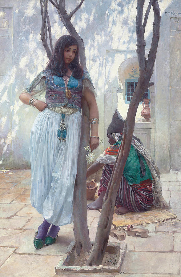 In a Courtyard, Tunis Painting by Ferdinand Max Bredt