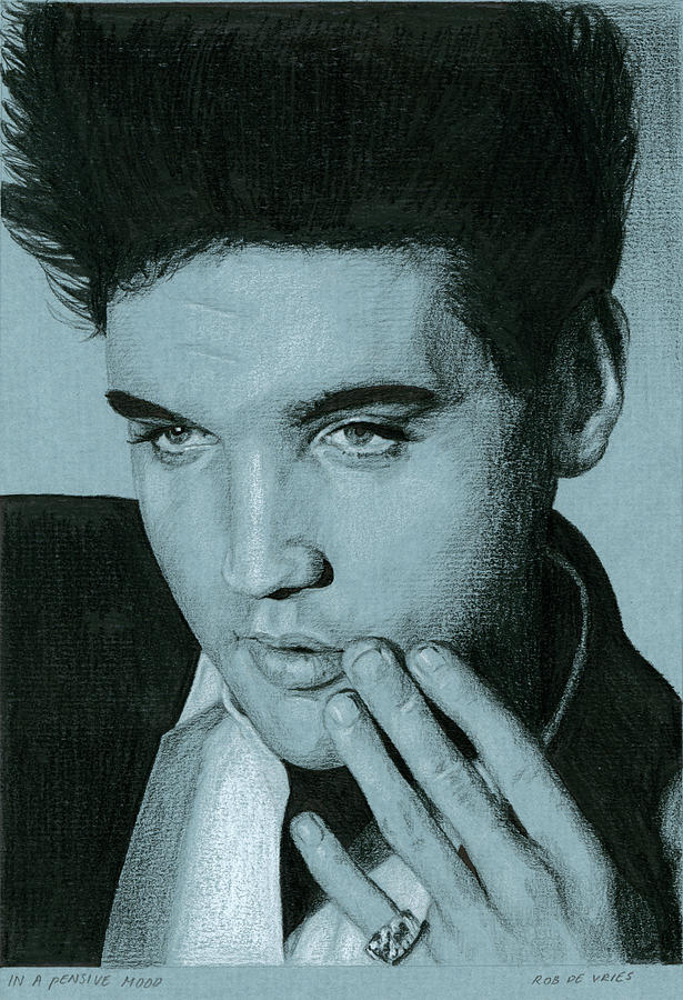 Elvis Presley Drawing - In a pensive mood by Rob De Vries
