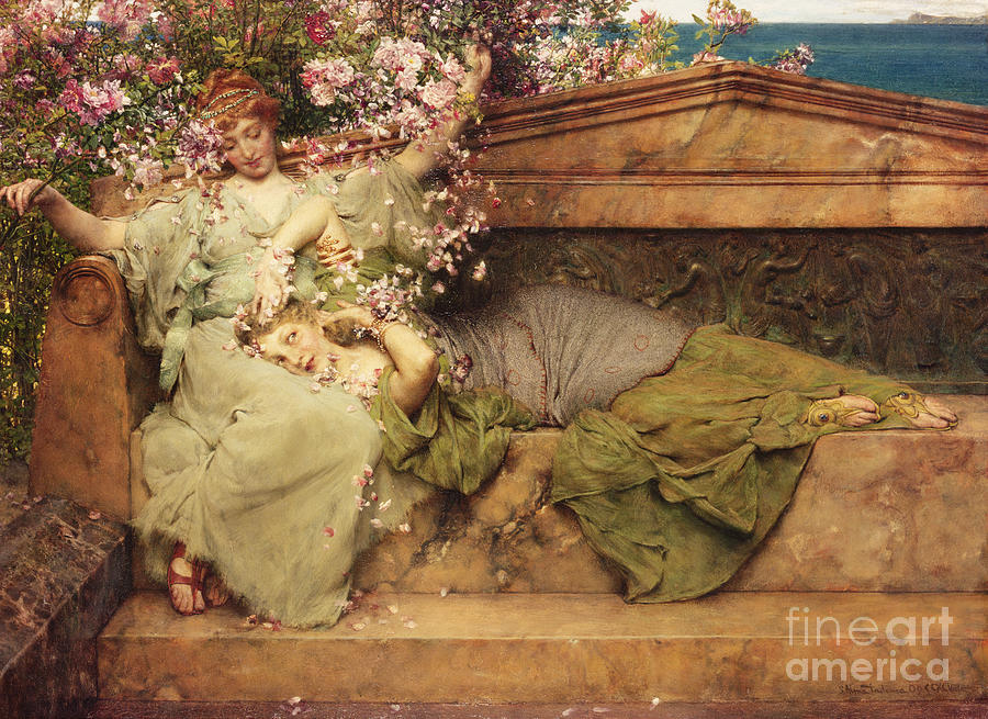 Rose Painting - In a Rose Garden by Lawrence Alma-Tadema