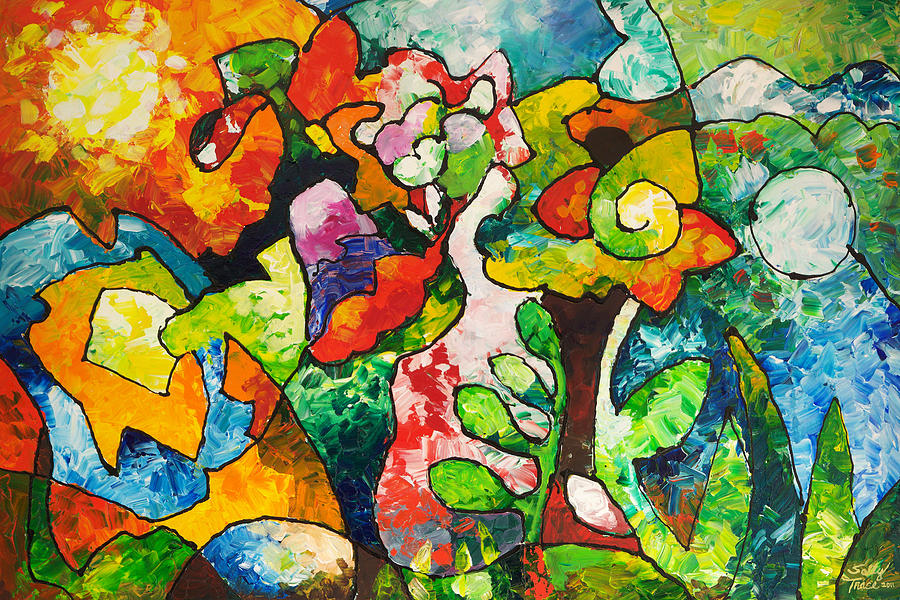 Abstract Painting - In Bloom by Sally Trace