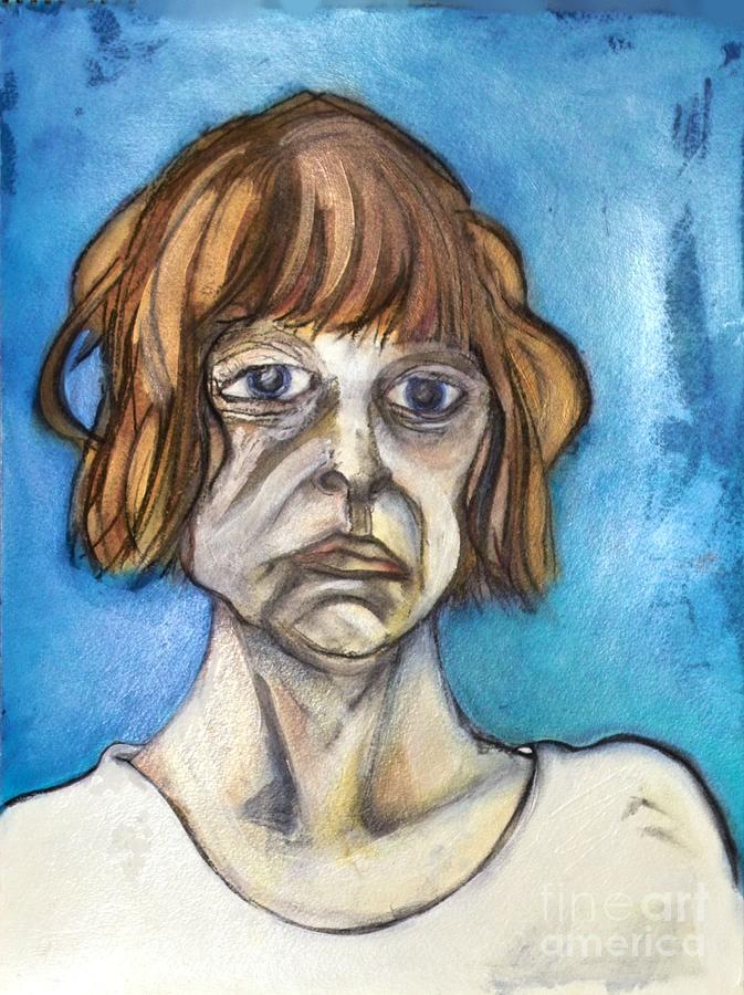 Self Portrait Painting - In Blue by Carolyn Weltman