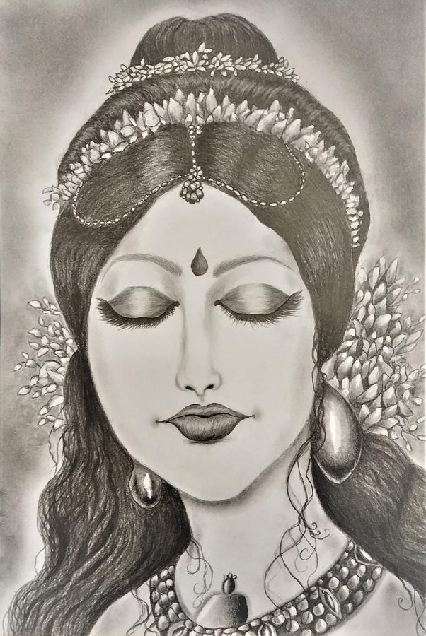 In contemplative mood Drawing by Tara Krishna