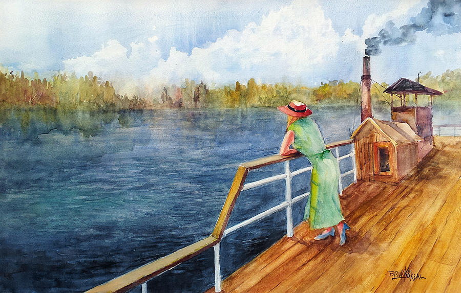 In Crossing The River Painting by Faruk Koksal