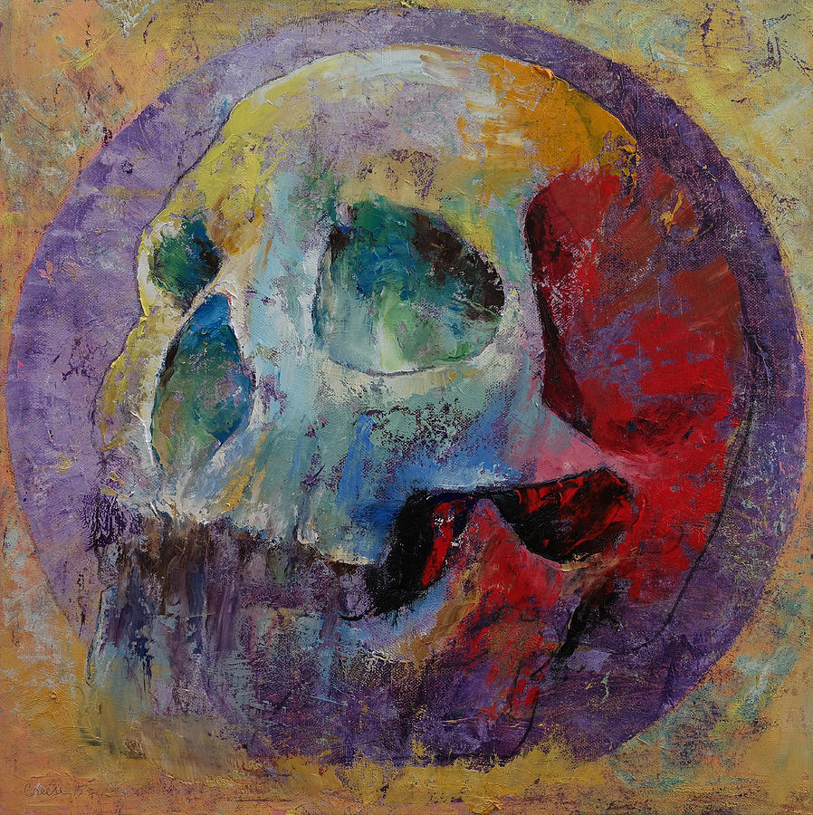 Vintage Skull Painting by Michael Creese