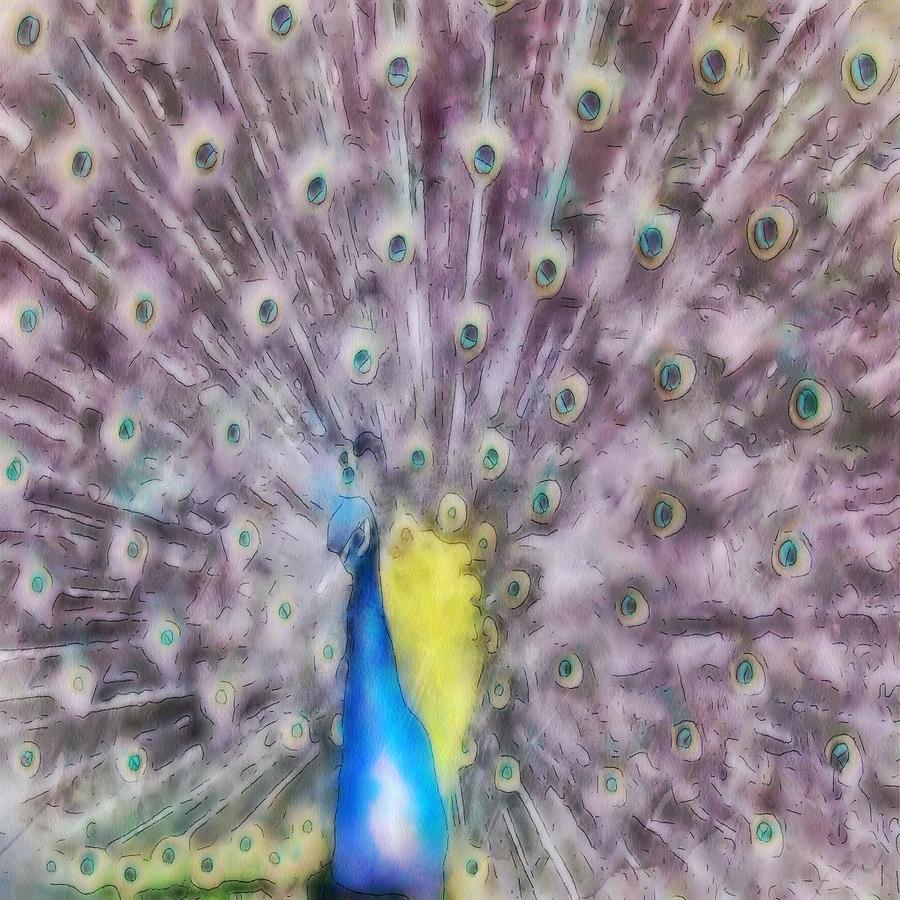 In Fine Feather Peacock Mating Plumage Painting by Taiche Acrylic Art