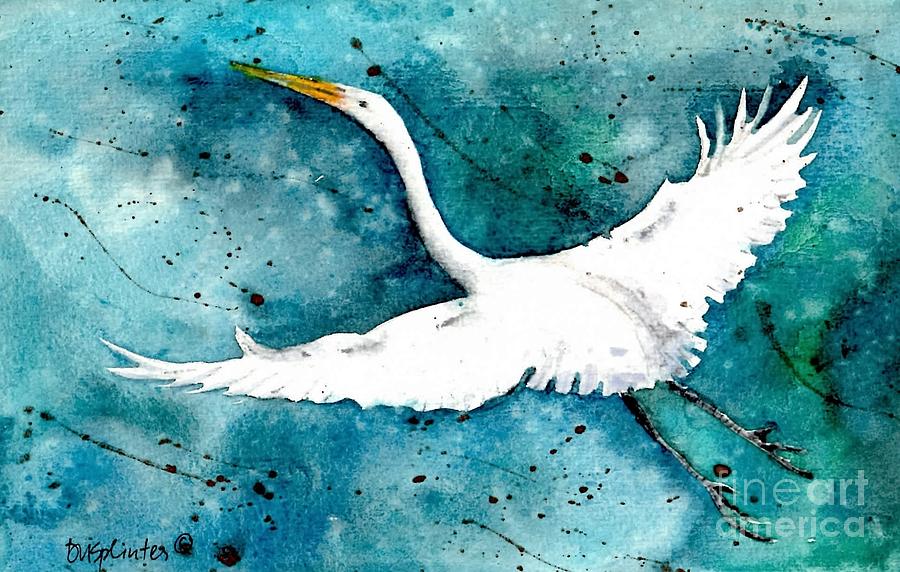 Crane Painting - In Flight by Diane Splinter