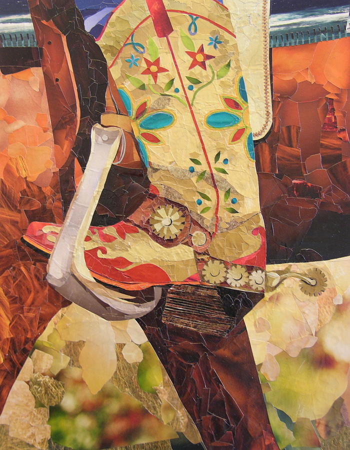 In Her Favorite Boots She Can Take On The World Mixed Media by Robin Birrell