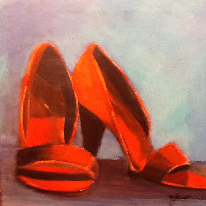In her shoes Painting by Janet Visser
