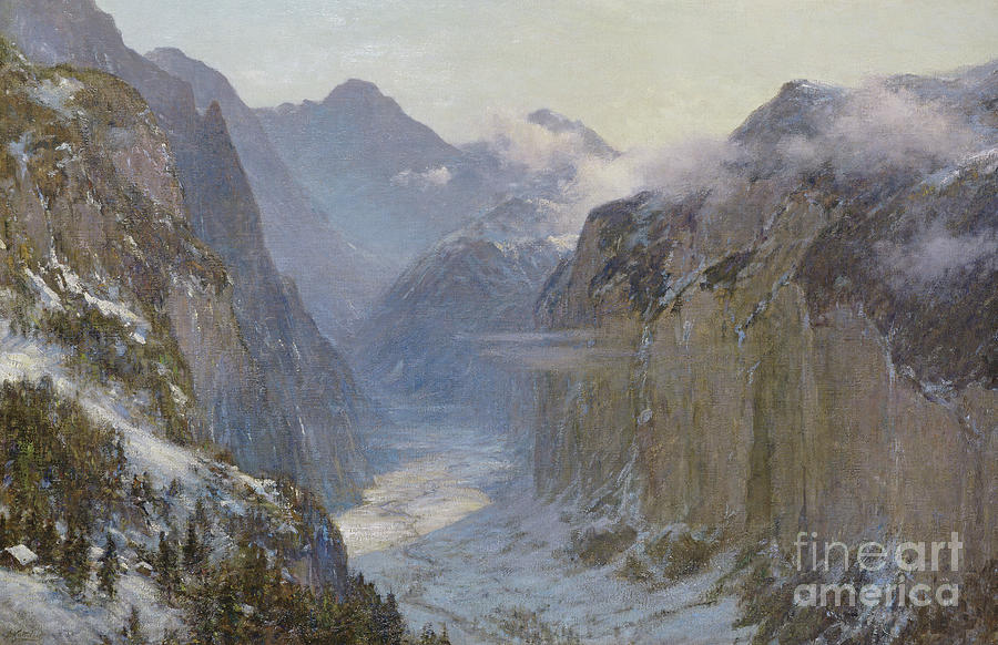 Mountain Painting - In His Hands are the Deep Places of the Earth by Ernest Albert Waterlow