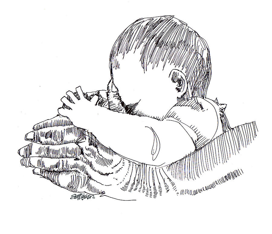 Prayer Drawing - In His Hands by Seth Weaver