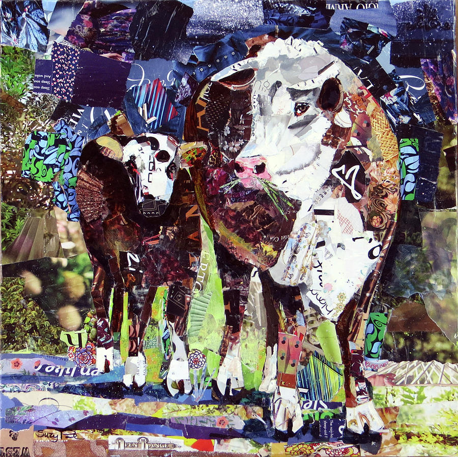 Cow Painting - In Mamas Shadow by Suzy Pal Powell