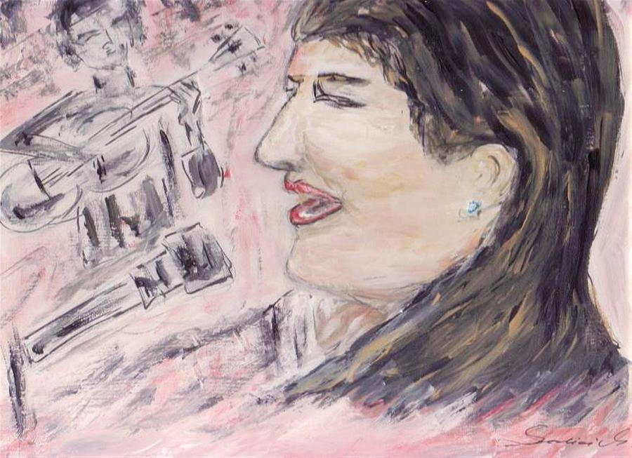 In Memoriam - Mercedes Sosa Painting by Mary Sedici
