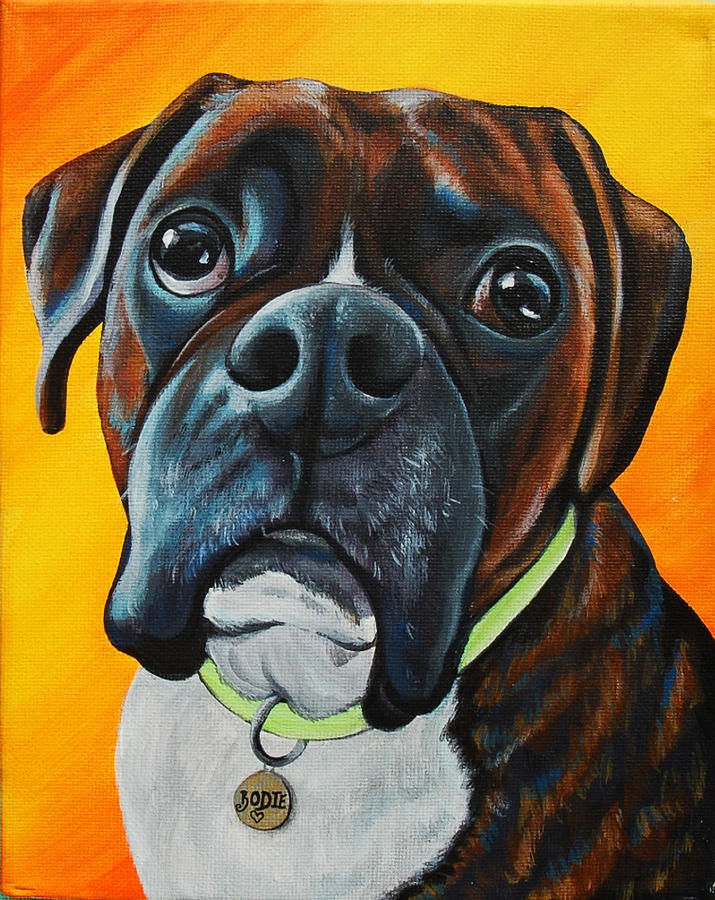 Dog Painting - In Memory of Bodie The Boxer by Lauren Elizabeth