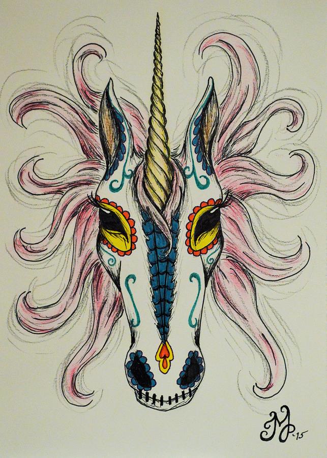In memory of the long lost unicorn Drawing by Meganne Peck