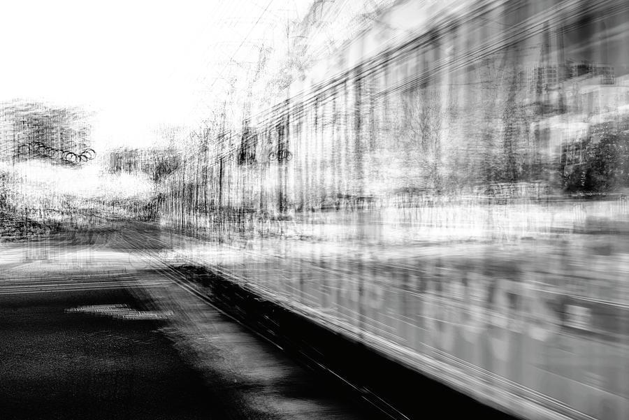 San Diego Trolley In Motion Monochrome Photograph by Joseph S Giacalone