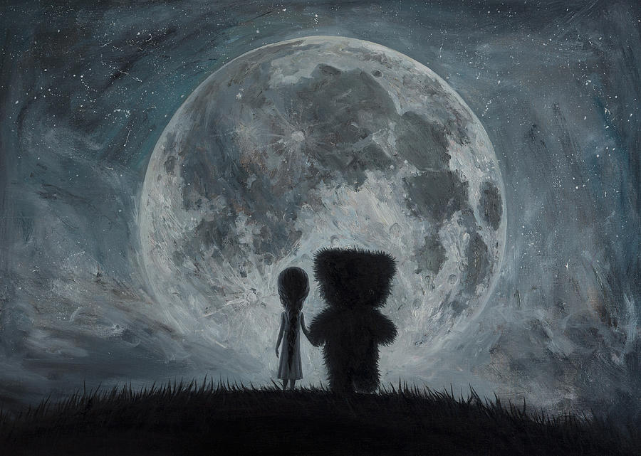 In my dreams you always bring me to the Moon... Painting by Adrian Borda
