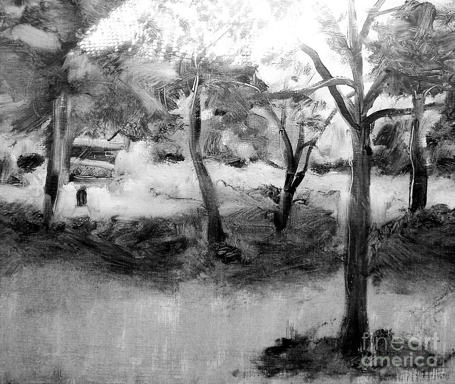 In my Garden, black and white Painting by Angela Cartner - Fine Art America