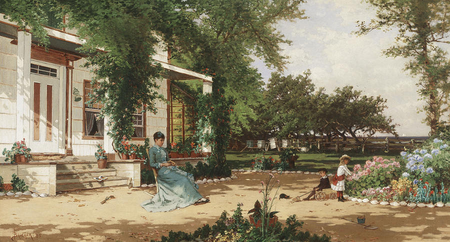 Alfred Thompson Bricher Painting - In My Neighbours Garden by Alfred Thompson Bricher