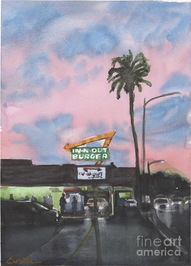 Pasadena Painting - In n Out Burger Pasadena California by Sandra Stone