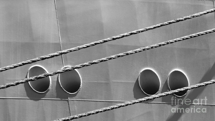 Ship In Port in black and white Photograph by Jason Freedman