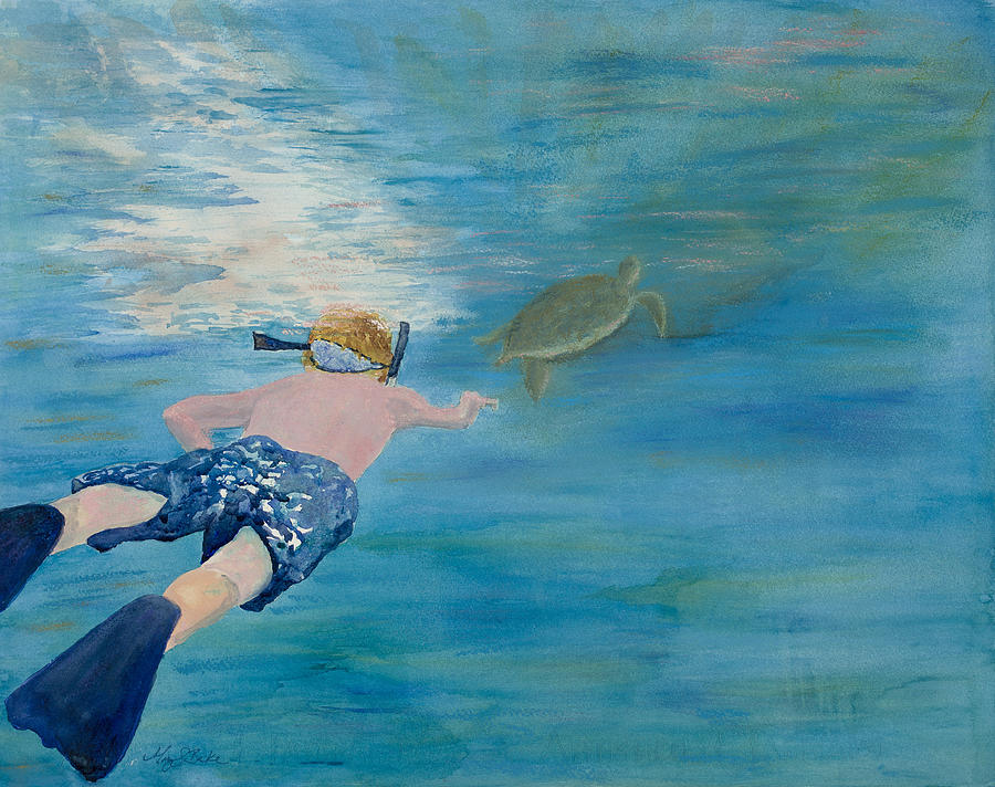 Young Painting - In Pursuit by Mary Benke