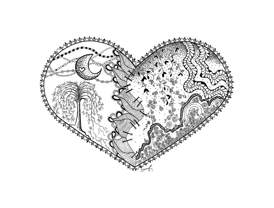Repaired Heart Drawing by Ana V Ramirez