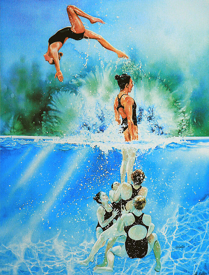 Swimming Painting - In Sync by Hanne Lore Koehler