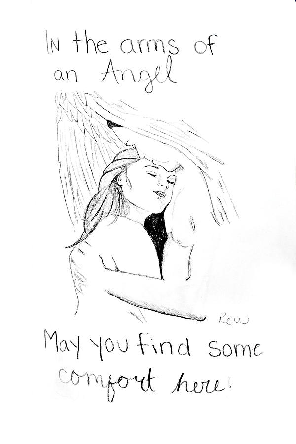 In the arms of an angel Drawing by Rebecca Wood