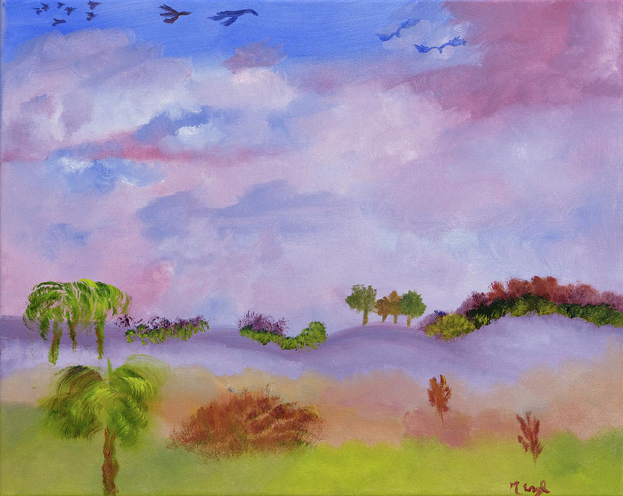 In the Clouds Painting by Meryl Goudey
