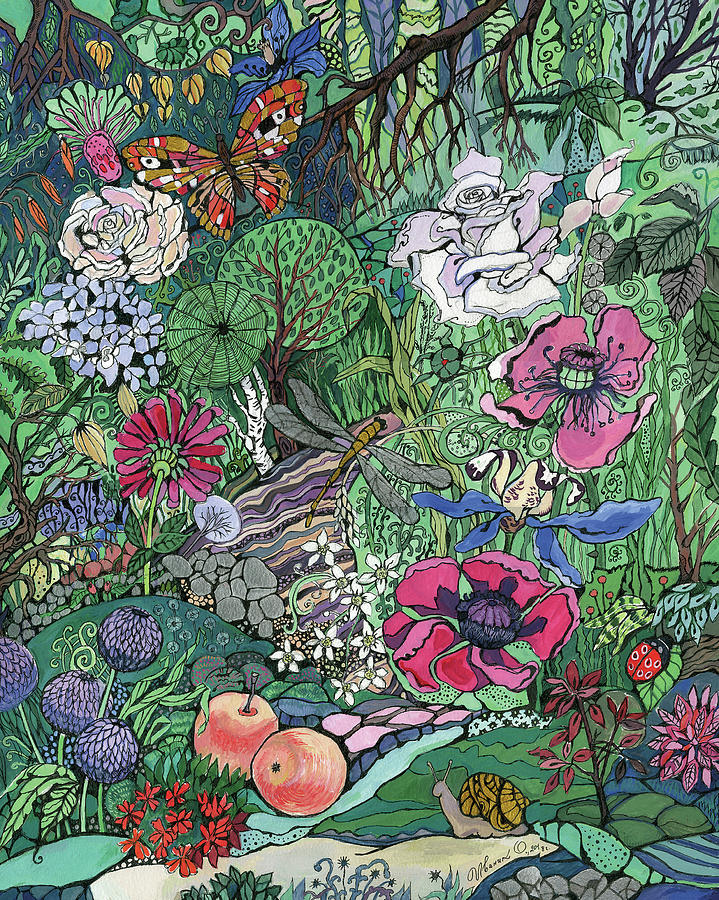 In the Corner of the Shady Garden Painting by Oksana Ivanik | Fine Art ...