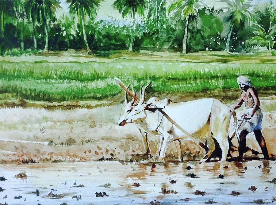 In the field. Painting by George Jacob