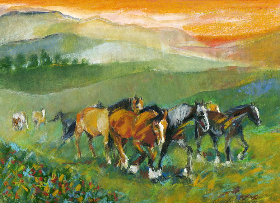 In the field Painting by Mary Armstrong