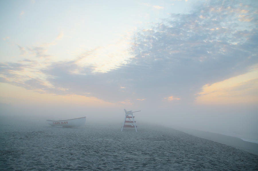 In the Fog on Poverty Beach - Cape May Photograph by Bill Cannon