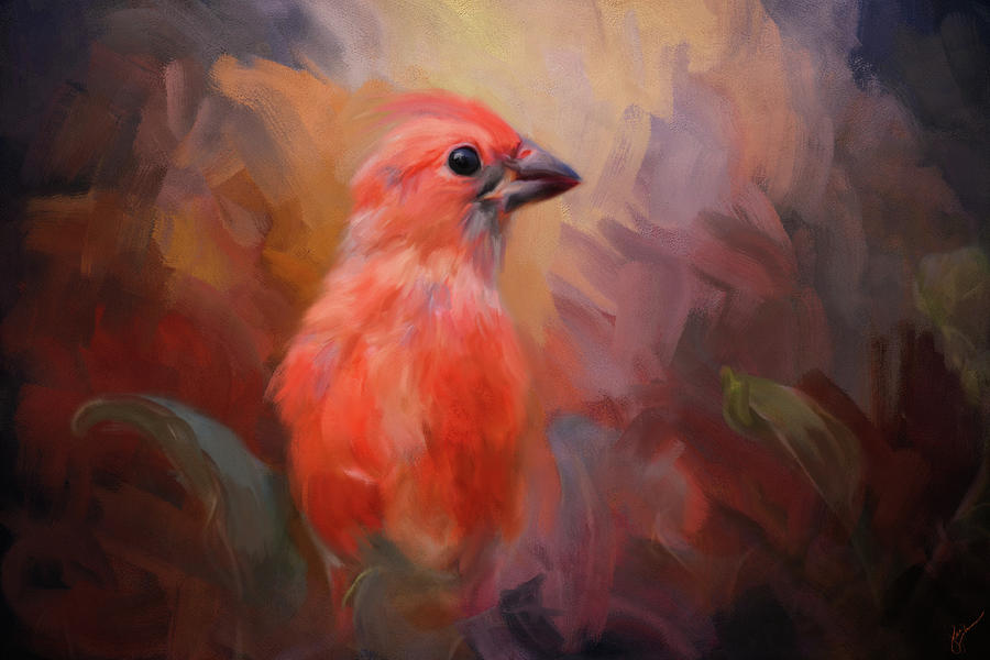 In The Garden Light Bird Art Painting by Jai Johnson
